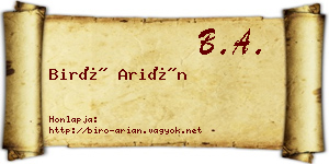 Biró Arián névjegykártya