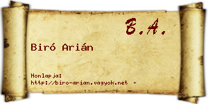 Biró Arián névjegykártya